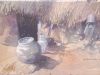 pots outside hut